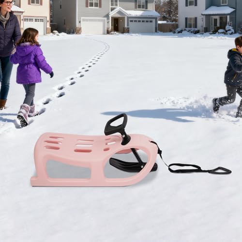 Kids Snow Sled with Ergonomic Saddle Seat - Lightweight Winter Sleigh for Toddlers & Children, Outdoor Snow Tubing Saucer for Backyard Hills