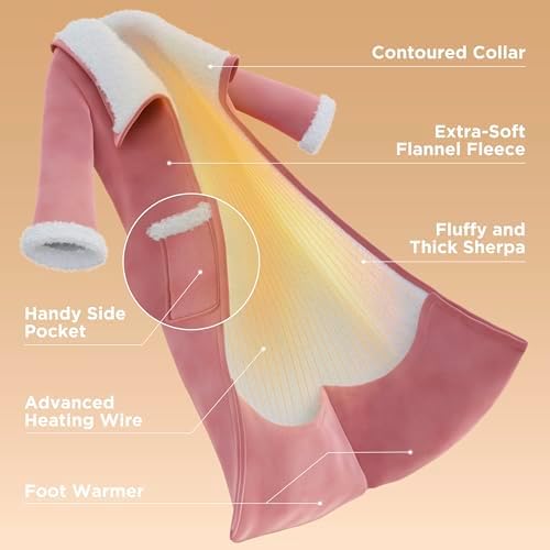 Bedsure Wearable Heated Blanket with Foot Pocket & Sleeves, 50x71+18", Grey