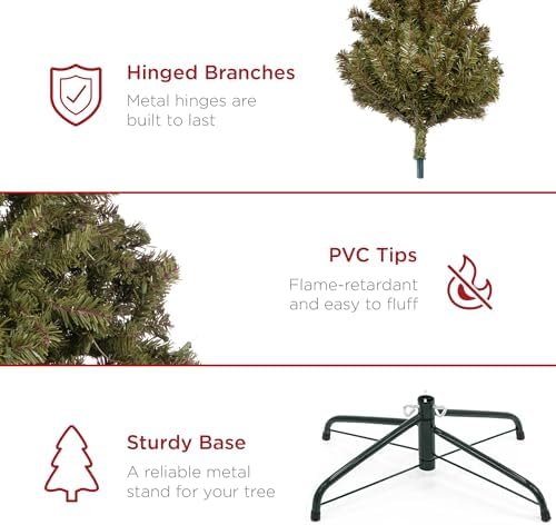 Best Choice Products Artificial Christmas Tree, 9ft Premium Unlit Realistic Spruce Holiday Décor w/Dense Branches, Easy Assembly, Metal Base