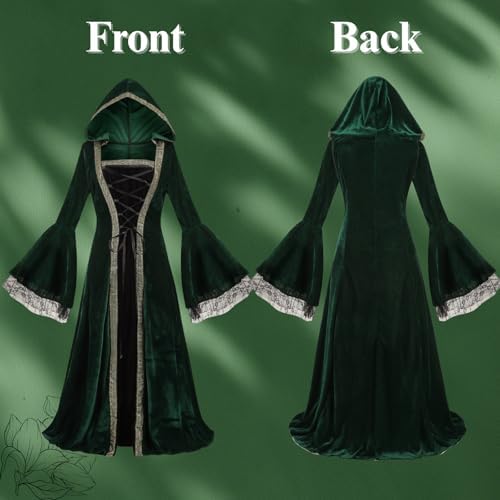 Colorful House Women Hooded Medieval Renaissance Dress Halloween for Adult