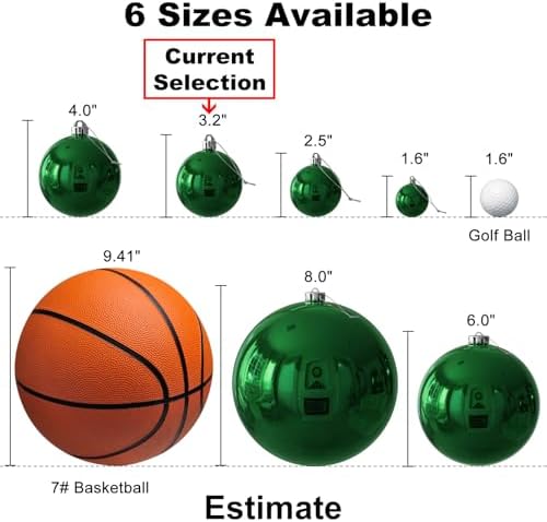 Emerald Green 3.2" Large Christmas Balls - Christmas Tree Decoration Ornaments Shatterproof Hanging Balls for Birthday St. Patrick's Day Easter Mardi Gras Holiday Wedding Decorations Set of 18pcs