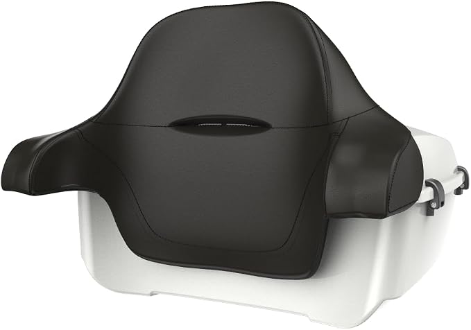 Advanblack Road Glide Tour Trunk Pack Stone Washed White Pearl King Tour Trunk Pack Luggage +Wrap-Around Backrest Pad for '97-'25 Harley Touring Road King Street Glide Electra Glide CVO models