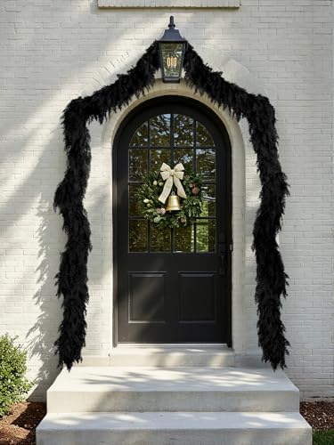 9 FT Halloween Cedar Garland, Black Real Touch Soft Christmas Decorations
