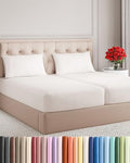 Split King Size 5 Piece Sheet Set - Breathable & Cooling - Antique White