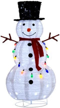 VINGLI 4FT Pop up Snowman Christmas Decorations, Outdoor Snowman Lighted with Tall Hat, Cute Branch Hands for Xmas, Snowman Ornaments with Pre-lit Lights Decor for Indoor Yard Lawn Porch, Plug in