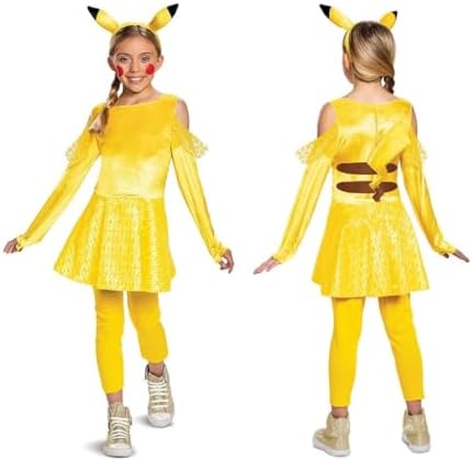 Disguise Pokemon Pikachu Costume for Girls, Deluxe Character Outfit, Kids Size Medium (7-8)