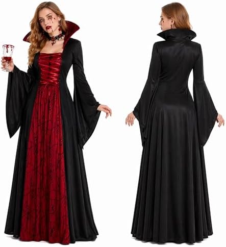 Vampire Costume for Women Gothic Vampire Witch Dress Halloween Adult