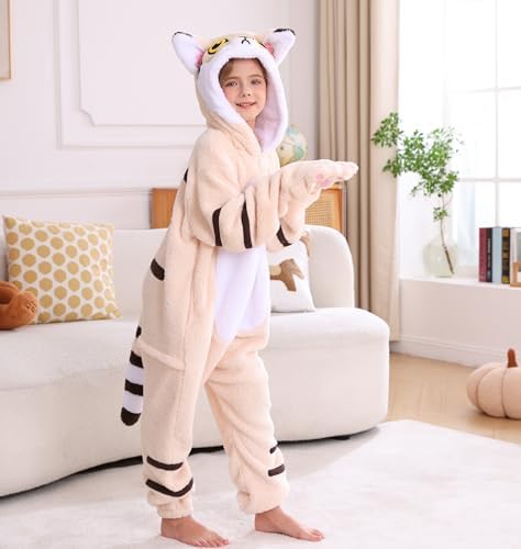 Animal Onesie Pajamas for Kids, Soft Flannel Halloween Cosplay Costume for Boys Girls