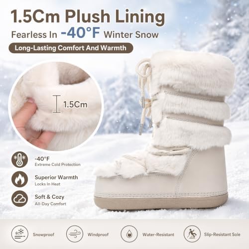 Furry Faux Fur Boots for Women Fuzzy Fluffy Winter Snow Boots Mid Claf