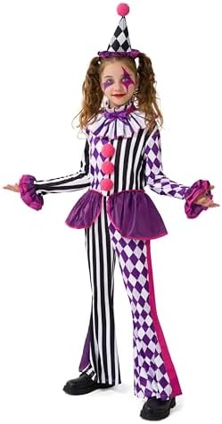 Spooktacular Creations Halloween Clown Costume for Girls, Jester Clown Costume for Kids, Halloween Role Play & Dress Up