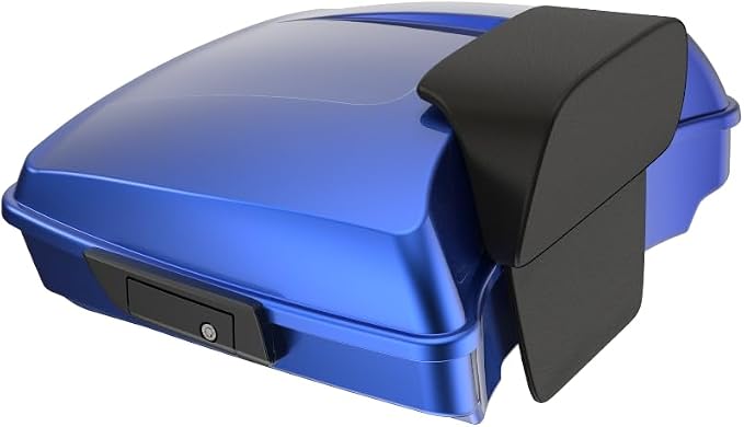 Advanblack Road Glide Tour Trunk Pack Aurora Blue Denim Razor Tour Trunk Pack Backrest Pad for '97-'26 Harley Touring Road King Street Glide Electra Glide CVO models