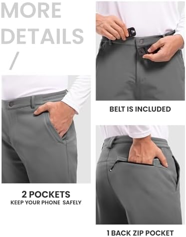 TBMPOY Men's Snow Ski Hiking Pants Waterproof Winter Fleece Lined Pants Camping Skiing Ice Fishing Pants with Belt