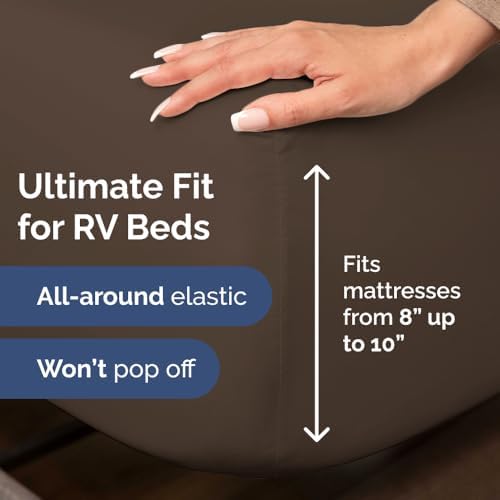 Short Queen Size 4 Piece Bed Sheet Set - RV Short Queen Sheets - Brown