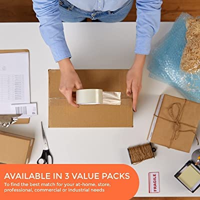 Heavy Duty Clear Packing Tape 6 Rolls 2 Inch x 110 Yards (330 Feet) Per Roll Carton Sealing Tape for Shipping Packaging Moving Office Storage & Tape Gun Refills 2 Mil 660 Total Yards