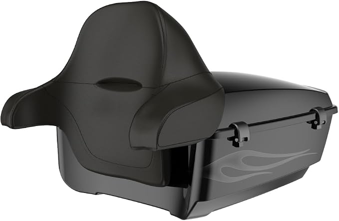 Advanblack 2025 RG Tour Trunk Pack Midnight Firestorm King Tour Trunk Pack Luggage +Wrap-Around Backrest Pad for '97-'25 Harley Touring Road King Street Glide Electra Glide CVO models