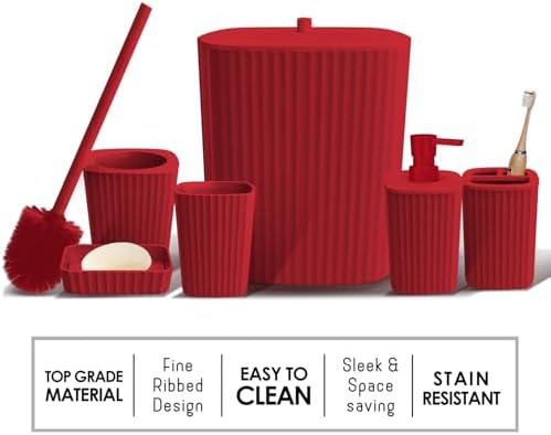 Clara Clark Bathroom Set - Christmas Bathroom Decor, Xmas Bathroom Accessories Set, 9PC Bathroom Accessory Set, Christmas Bathroom Sets with Bathroom Rugs, Toilet Brush, Trash Can & Soap Dispenser