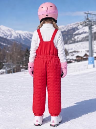 Haloumoning Girls Snow Bibs Kids Quilted Ski Overalls Waterproof Snow Pants