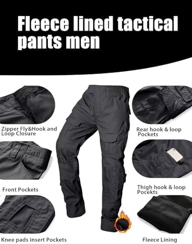 TRGPSG Men's Fleece Lined Hiking Pants Winter Tactical Pants