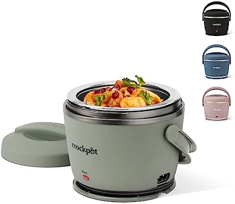 Crock-Pot Portable Electric Lunch Box, 20-Ounce Food Warmer, Moonshine Green | Ideal for Travel, On-the-Go | Keeps Food Spill-Free, Warm & Tasty | Dishwasher-Safe