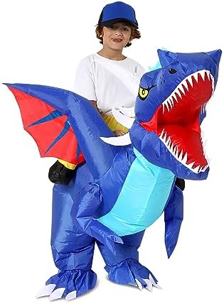 Ozyalo Inflatable Dragon Costume Kids Size, Halloween Blow Up Dinosaur Costume for Boys Girls, Funny Ride On Dinosaur Costume