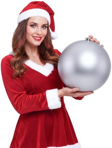 Threan 10 Inch Silver Matte Large Christmas Ball Ornament