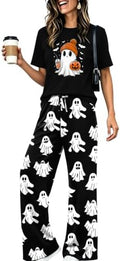 Skull Sets for Women Halloween Bloody Shirts Dancing Skeleton 2 Pc Set