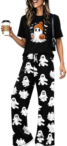 Skull Sets for Women Halloween Bloody Shirts Dancing Skeleton 2 Pc Set