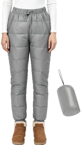 Womens Snow Pants Packable Winter Windproof Down Ski Trousers