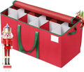 EverMerry Nutcracker and Figurine Collectibles Storage Box， Large Ornament Storage Organizer Stores Up to 12 Holiday Figurines-Carolers, Santa Figure, or Nut Cracker Ornaments (Red/15 Inches)