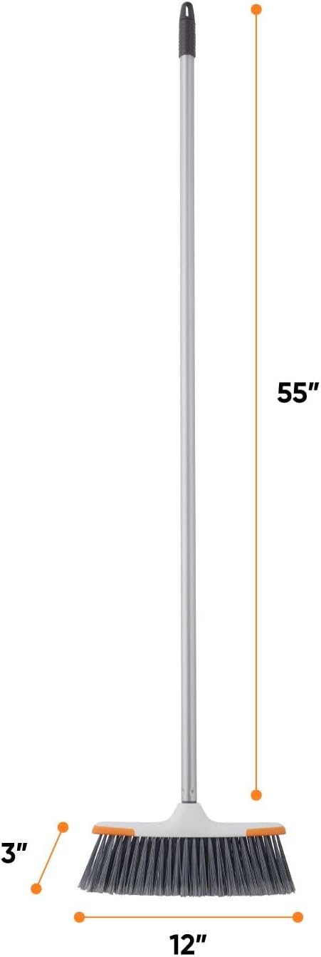 Superio Lightweight Essential Household Broom with Metal Handle (Grey)