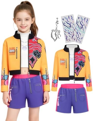 Pop Star Costume Kids Girls Stage Outfit Halloween Costumes with Accessory