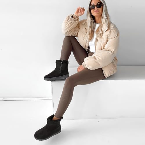 Women's Snow Winter Boots Fuzzy Ankle Booties WithZipper