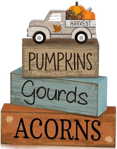 Lineshading 4 Pcs Fall Table Decoration for Home Rutic Fall Truck Decor