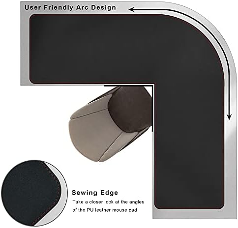 ZORESYN L Shaped Desk Mat (72+62) x23.6 Inch (Black) - XXL Reversible Corner Desk Pad, Waterproof PU Leather Desktop Protector for Gaming, Office & Home