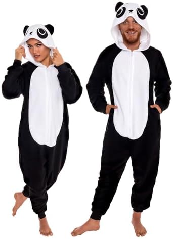 Funziez! Slim Fit Adult Onesie - Animal Costume - Plush Unisex Halloween One Piece Cosplay Suit for Women and Men