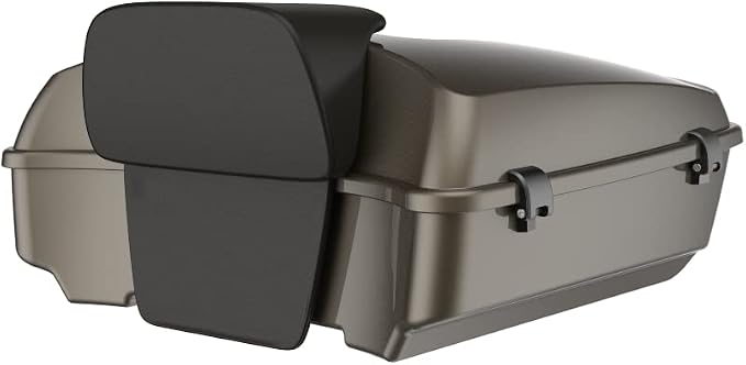 Advanblack Road Glide Tour Trunk Pack River Rock Gray Chopped Tour Trunk Pack Backrest Pad for '97-'25 Harley Touring Road King Street Glide Electra Glide CVO models