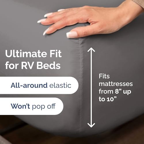Short Queen Size 4 Piece Bed Sheet Set - RV Short Queen Sheets - Dark Grey