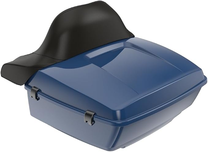 Advanblack Road Glide Tour Trunk Pack Billiard Blue King Tour Trunk Pack Luggage +Wrap-Around Backrest Pad for '97-'25 Harley Touring Road King Street Glide Electra Glide CVO models