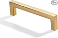khtumeware 2 Pack 3-1/2 inch(89mm) Hole Center Champagne Bronze Cabinet Pulls Solid Heavy-Duty Square Champagne Brass Cabinet Handles Drawer Pulls Kitchen Cabinet Hardware Kitchen Handle