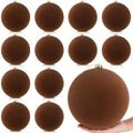 Hollowfly 12 Pcs 8 Inch Extra Large Velvet Christmas Balls Oversized Huge Big Christmas Tree Ornaments Balls for Family Holiday Xmas Tree Hanging (Brown)