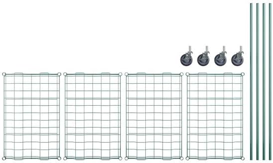 PRO&Family 24" x 48" Mobile Green Epoxy 4-Tier Commercial Drying Rack with Casters – Heavy Duty Wire Shelving for Dish Drying, Kitchen Storage & Food Service Use (3" Slots)