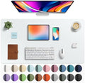 Aothia Faux Leather Desk Mat - Large Mouse Pad, Non-Slip PU Leather Blotter, Waterproof Writing Surface for Office and Home (Barely Grey, 40" x 24")
