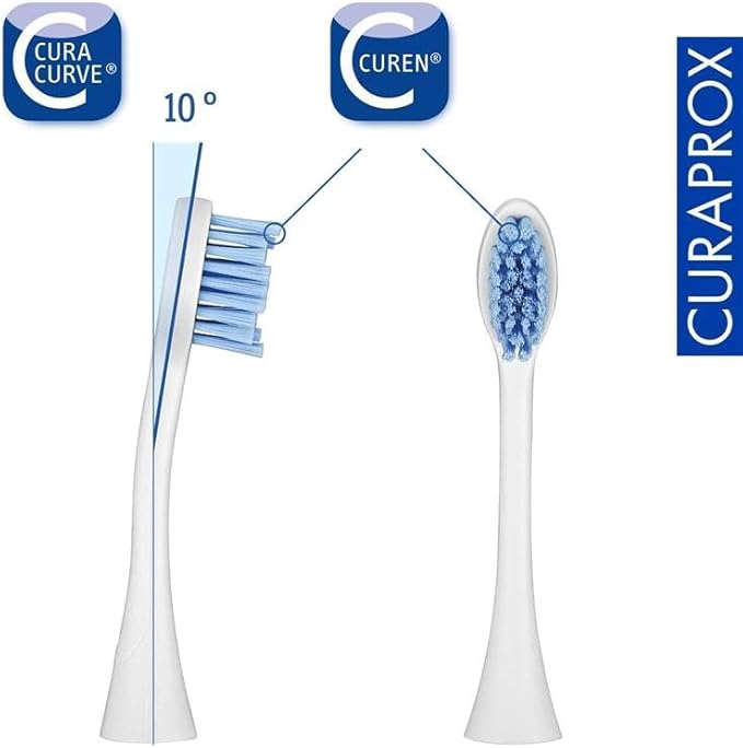 Curaprox Hydrosonic Brush Heads CHS 200 Sensitive Duo – for Gentle Gum Care & Effective Cleaning | Sonic Toothbrush Replacement Heads, 2-Pack | Swiss Made