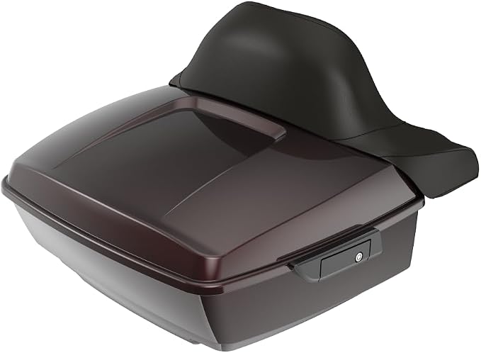 Advanblack Road Glide Tour Trunk Pack Midnight Crimson King Tour Trunk Pack Luggage +Wrap-Around Backrest Pad for '97-'25 Harley Touring Road King Street Glide Electra Glide CVO models