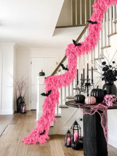 9Ft Halloween Cedar Garland,Pink Real Touch Soft Christmas Decorations