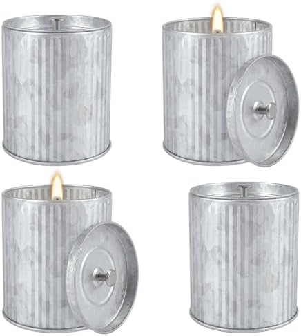 4Pack Citronella Candles Outdoor Indoor, 4oz Silver Canned Candle