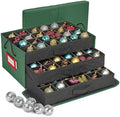 HOLDN’ STORAGE Christmas Ornament Storage Box with Dividers, Holds 72 Ornaments (3 Inch), Large Ball Storage Container with 3 Removable Trays, Durable and Portable - Green