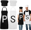 4 Pcs Salt and Pepper Costume Set for Adults - Classic Condiment Themed Couple Outfit - P & S Apron, Black & White Chef Hat - Matching Pair Costume Accessories for Adult Halloween Party