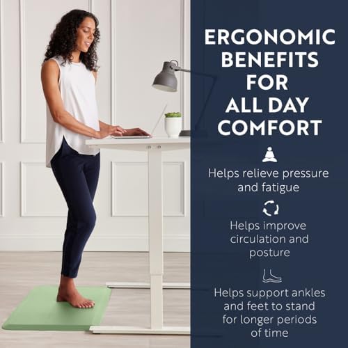 KANGAROO Anti Fatigue Mats for Kitchen Floor, 48x20, 3/4 Inch Thick Cushioned Ergonomic Mat, Reduce Foot Pressure, Waterproof Comfort Rug for Under Sink, Office Standing Desk, Store Floors, Sage Green