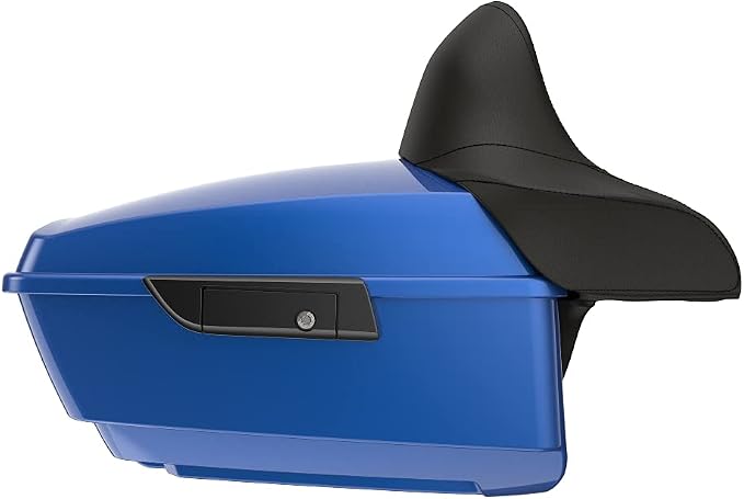 Advanblack Road Glide Tour Trunk Pack Superior Blue King Tour Trunk Pack Luggage +Wrap-Around Backrest Pad for '97-'25 Harley Touring Road King Street Glide Electra Glide CVO models